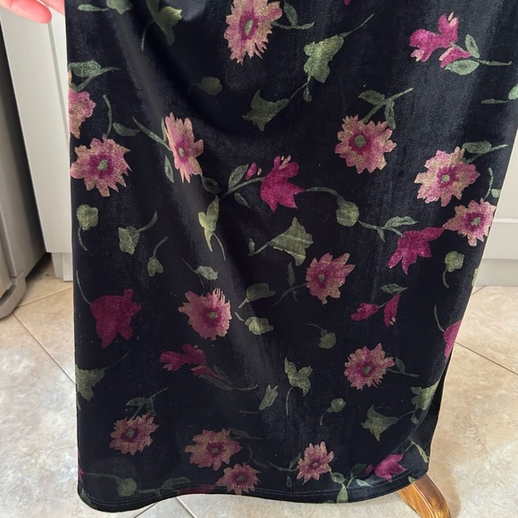 VTG Velvet Asian Inspired Women's 6 Blk Floral Maxi Dress Caren Desiree Co. Y2K - Picture 6 of 11